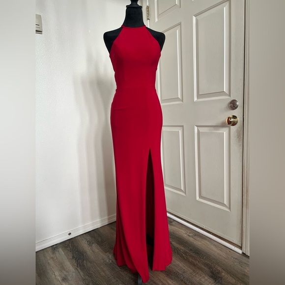 Sherri Hill Red Side Split Dress - Picture 1 of 8